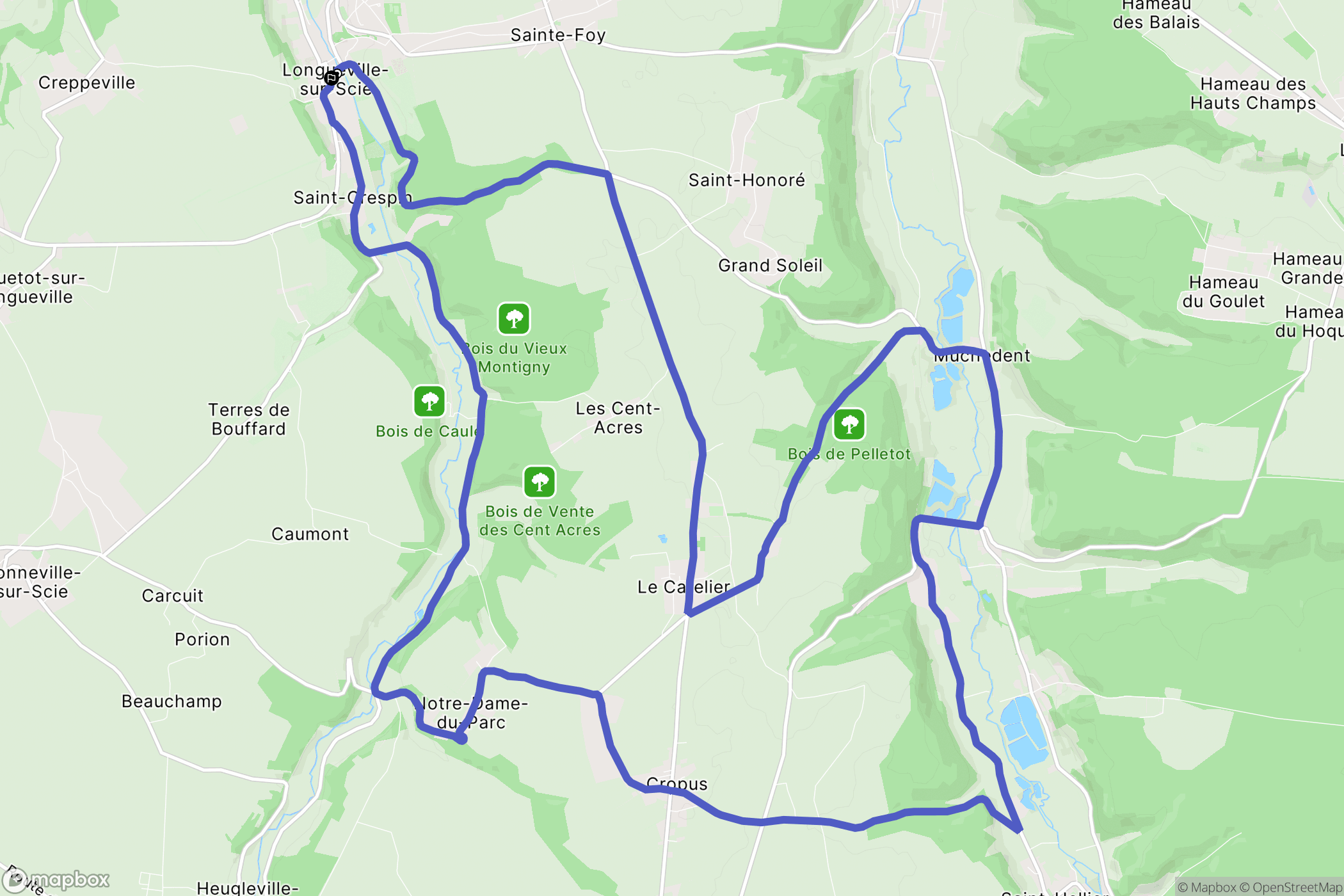 Longueville-sur-Scie : carte du parcours de randonnée - France