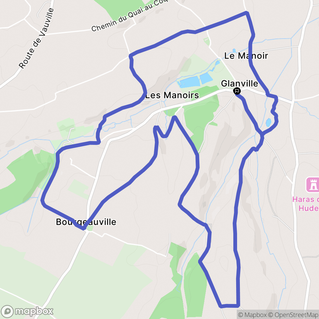 Glanville : carte du parcours de randonnée - France