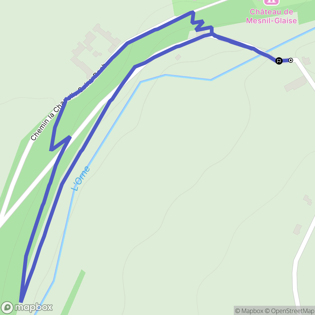 Écouché-les-Vallées (Mesnil-Glaise) : carte du parcours de randonnée - France