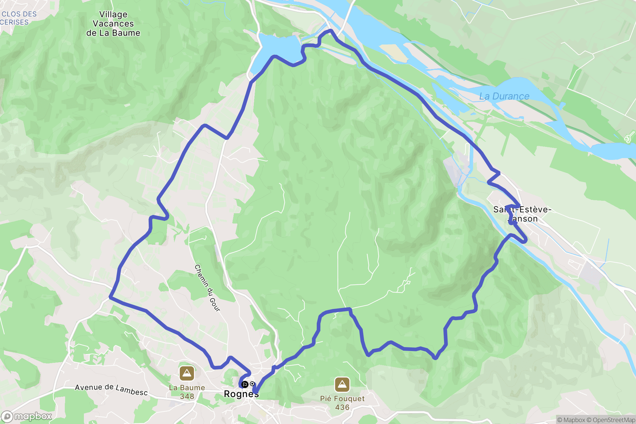 Rognes : carte du parcours de randonnée - France