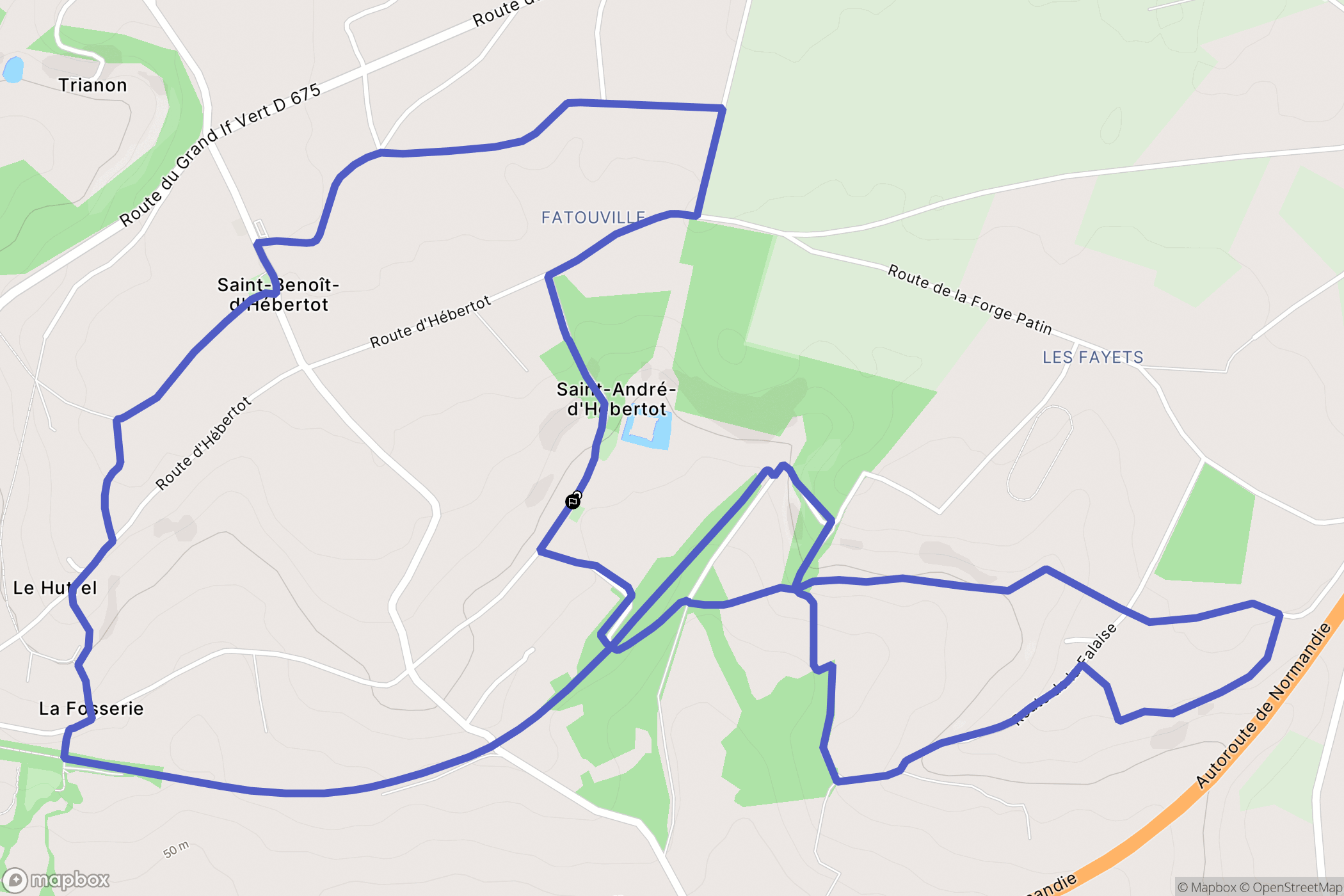 Saint-André-d'Hébertot : carte du parcours de randonnée - France