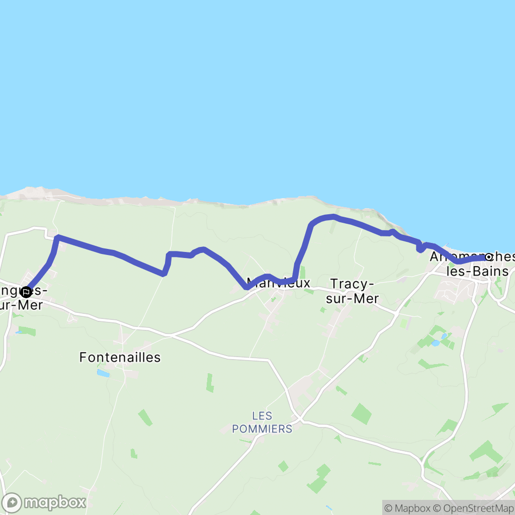 Arromanches : carte du parcours de randonnée - France