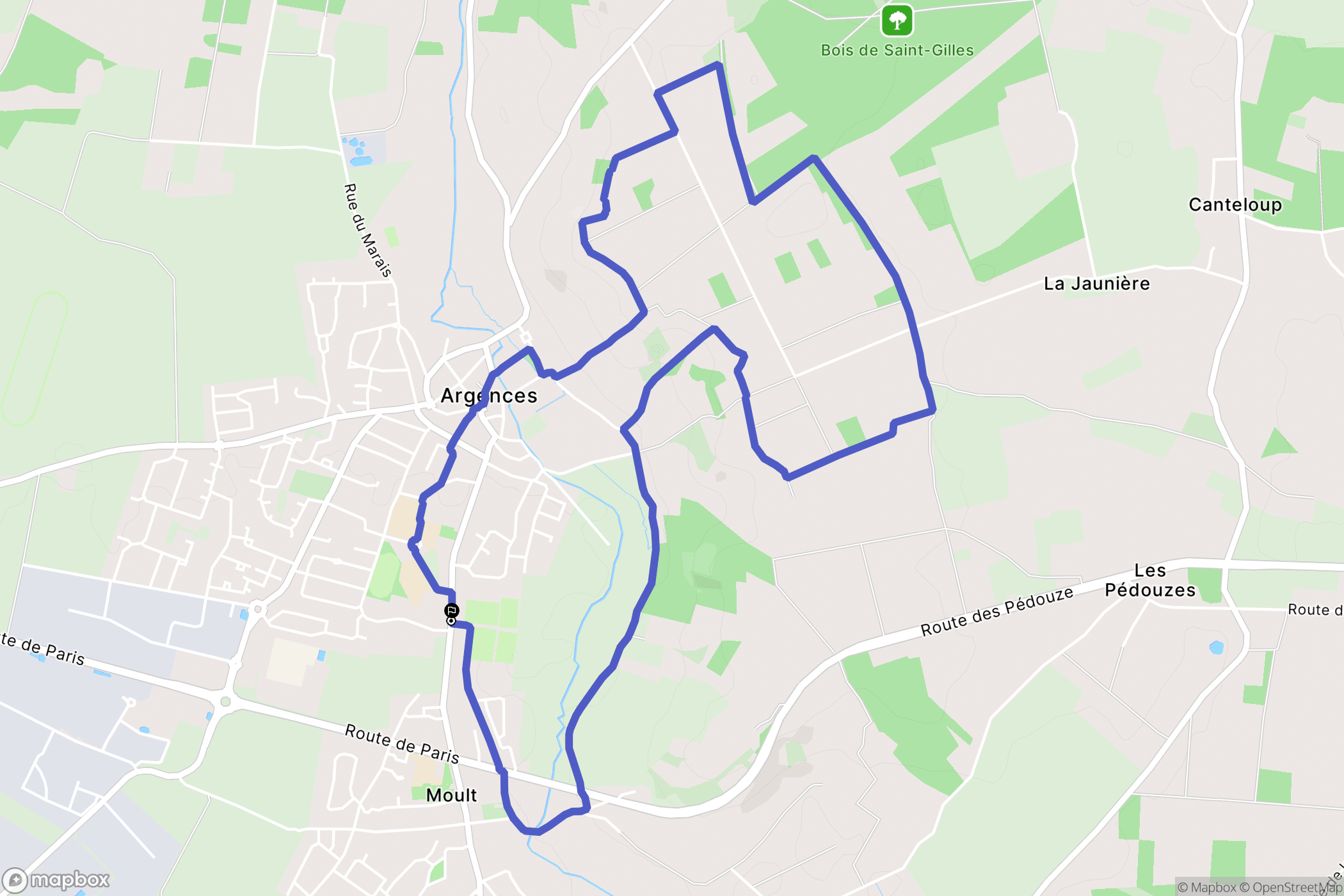 Argences : carte du parcours de randonnée - France