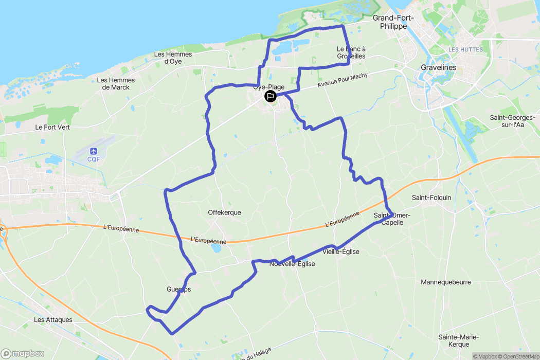 Oye-Plage : carte du parcours de randonnée - France
