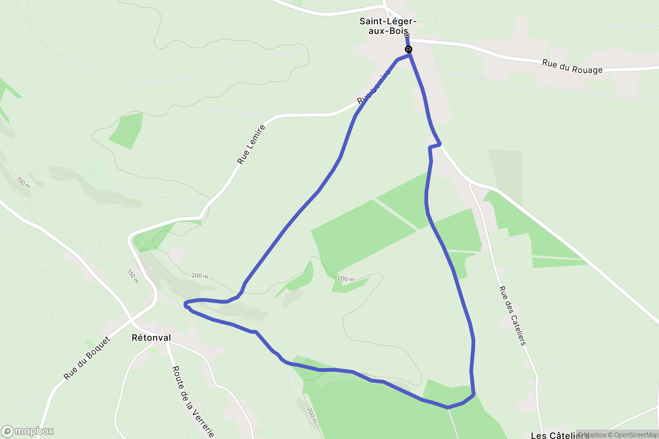Saint-Léger-aux-Bois : carte du parcours de randonnée - France