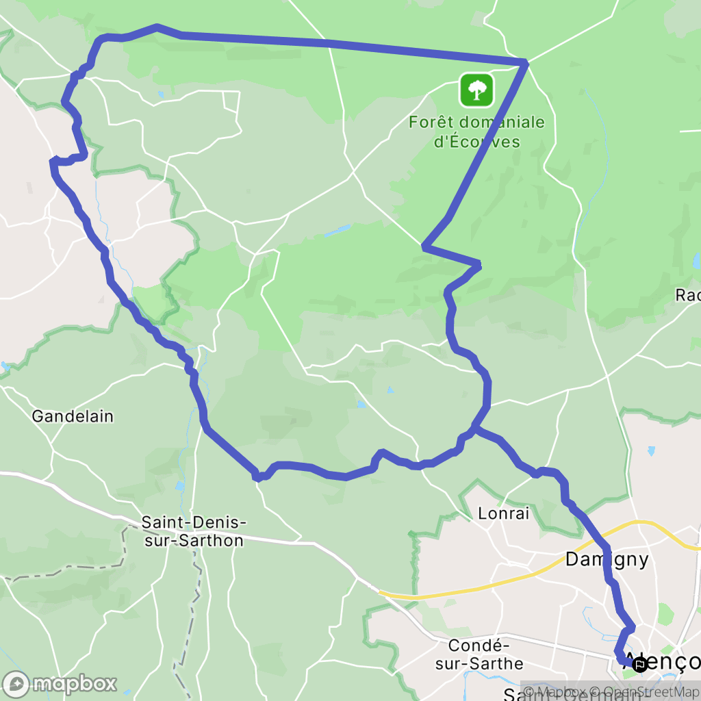 Alençon : carte du parcours de randonnée - France