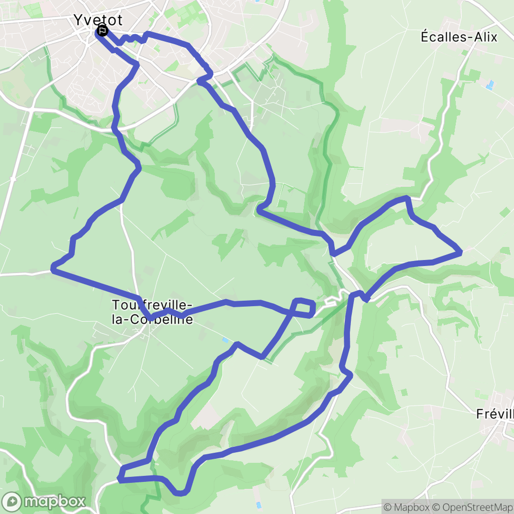 Yvetot : carte du parcours de randonnée - France