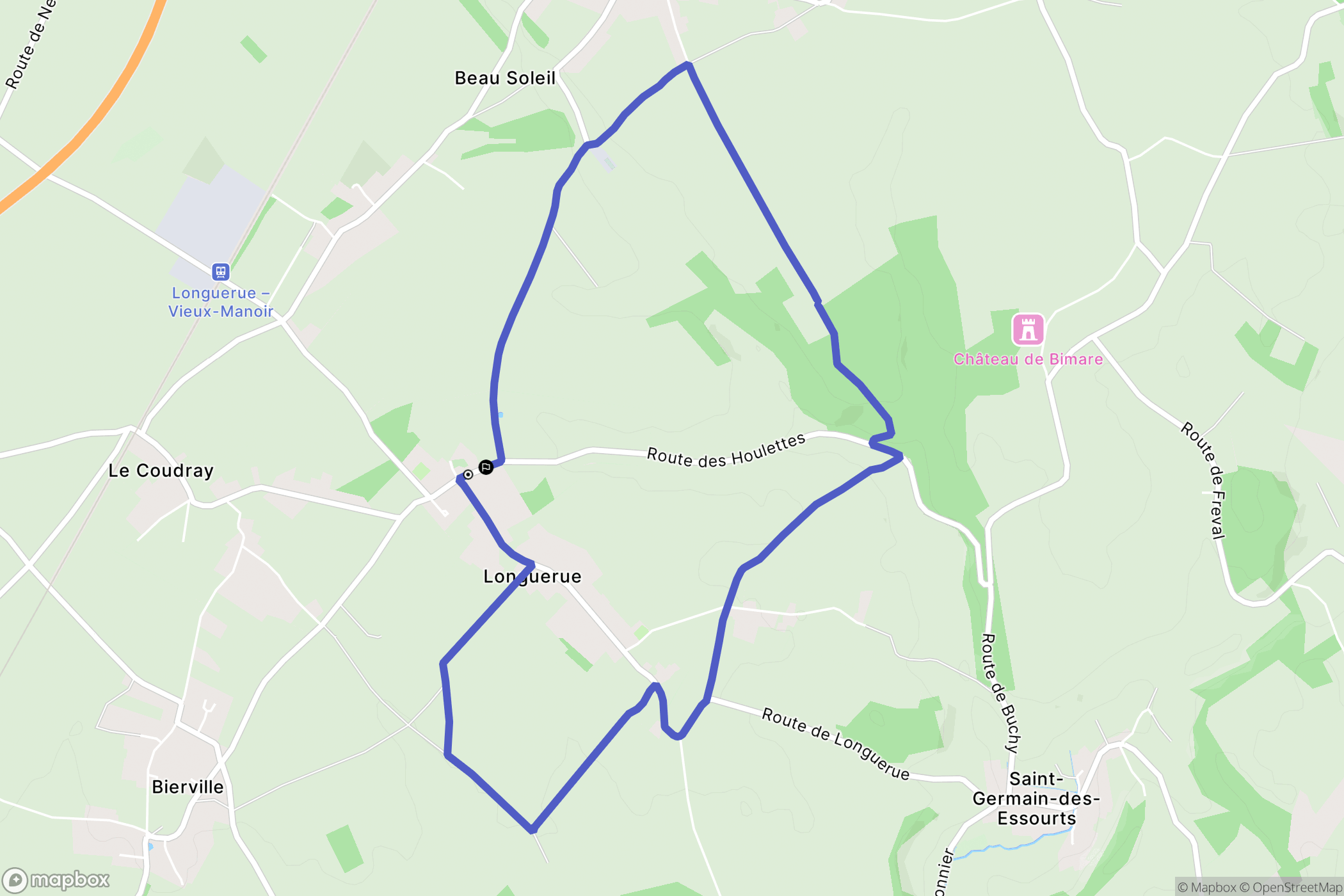 Longuerue : carte du parcours de randonnée - France