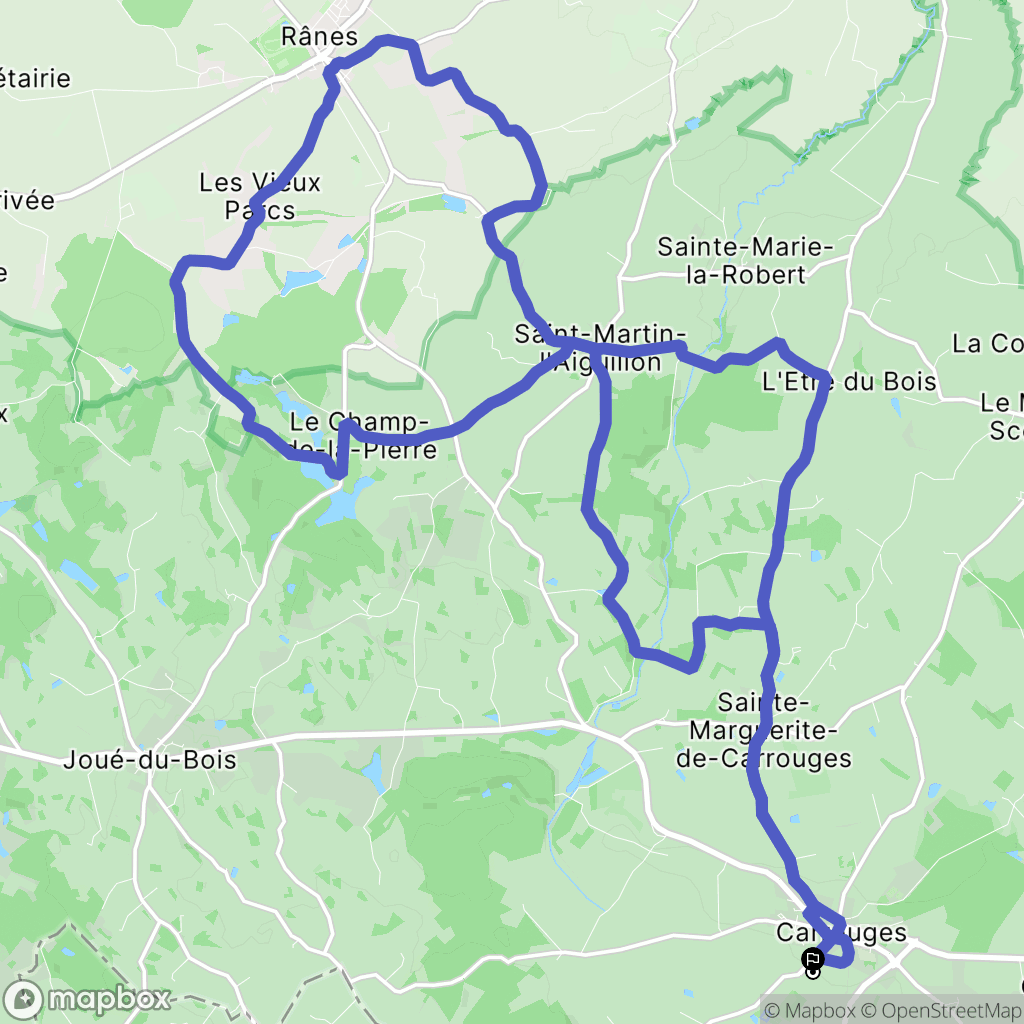 Carrouges : carte du parcours de randonnée - France