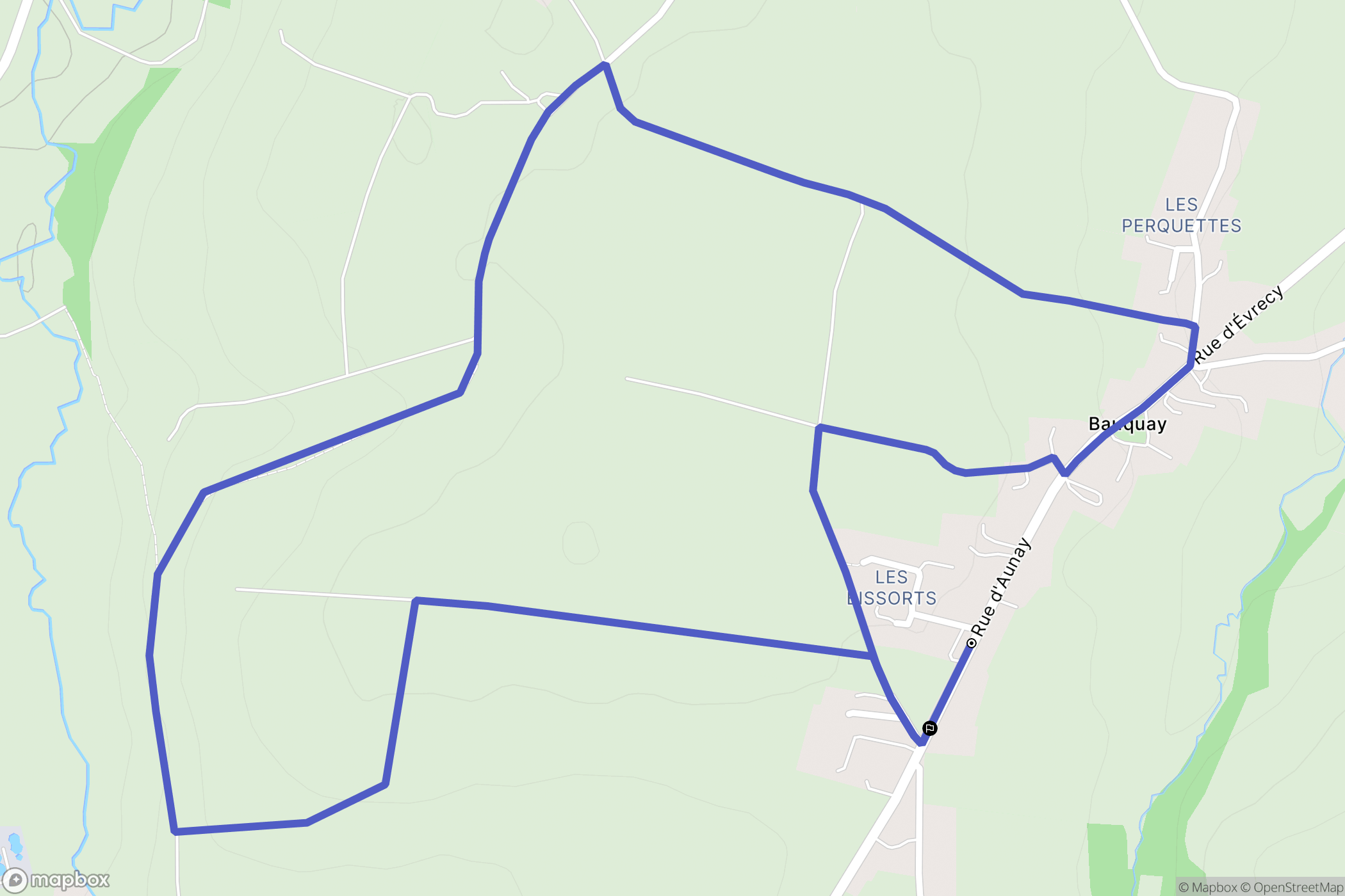 Bauquay : carte du parcours de randonnée - France