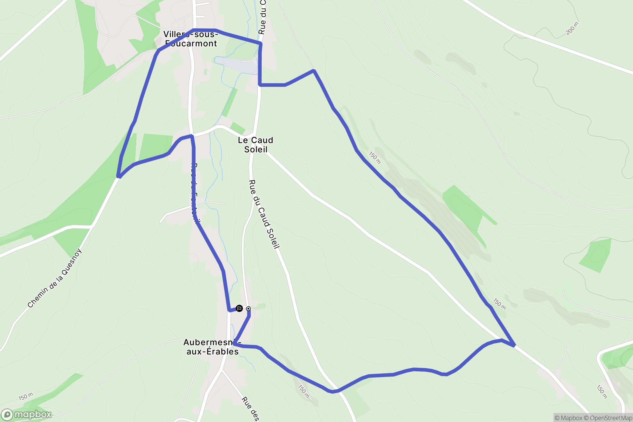 Aubermesnil-aux-Érables : carte du parcours de randonnée - France
