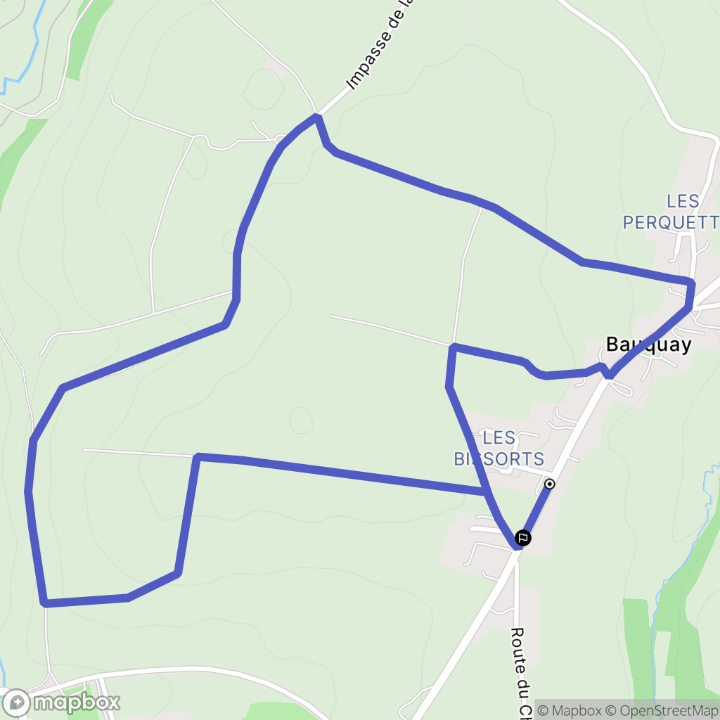 Bauquay : carte du parcours de randonnée - France