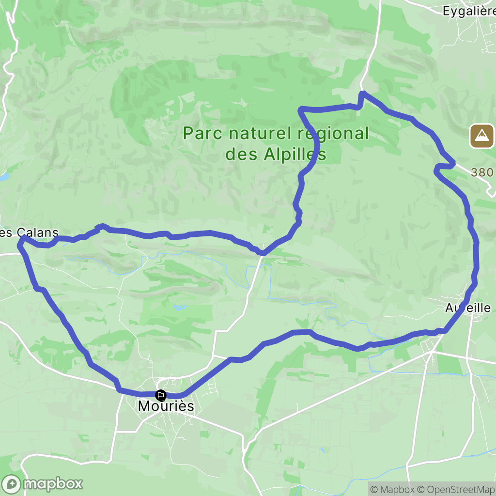 Mouriès : carte du parcours de randonnée - France