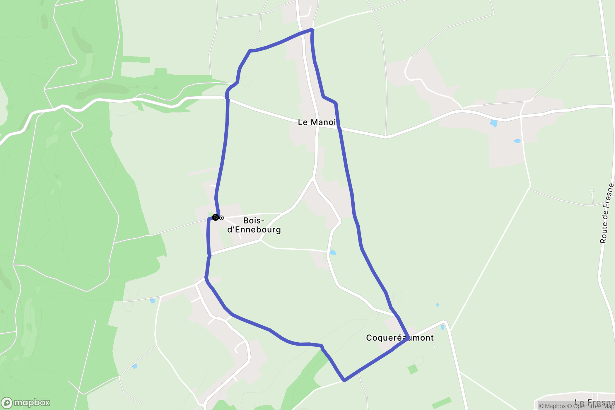 Bois-d'Ennebourg : carte du parcours de randonnée - France