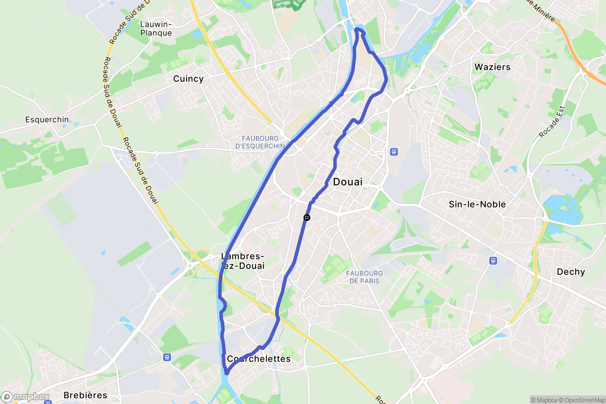 Douai : carte du parcours de randonnée - France