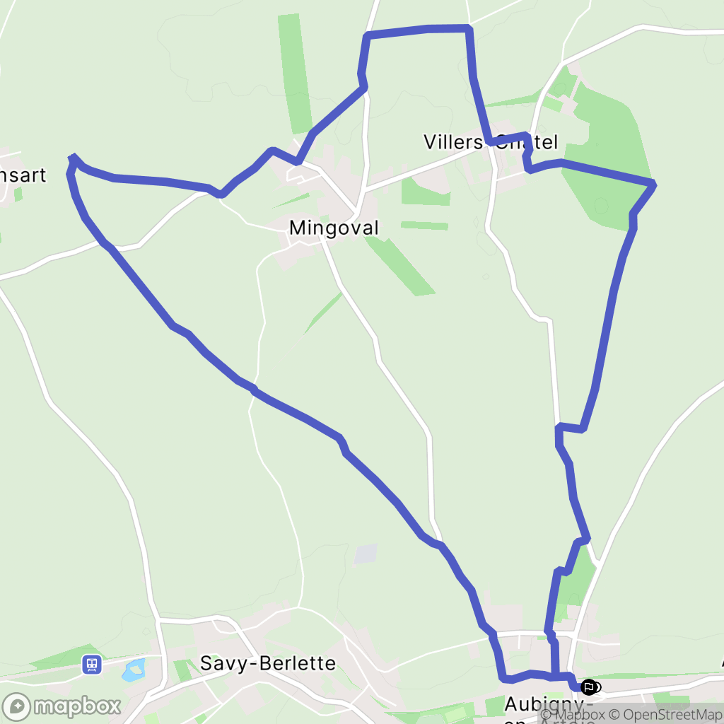 Aubigny-en-Artois : carte du parcours de randonnée - France