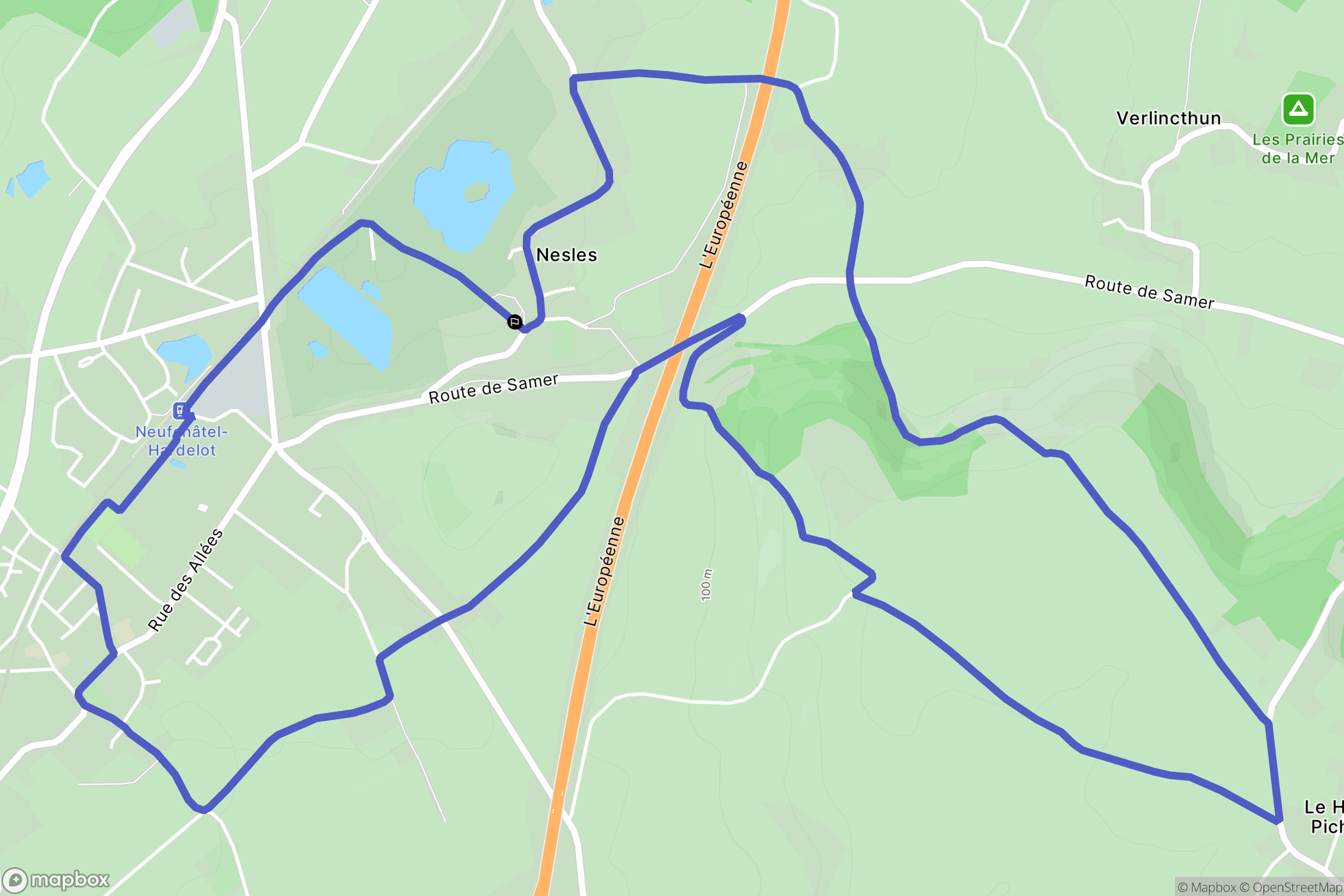 Nesles : carte du parcours de randonnée - France