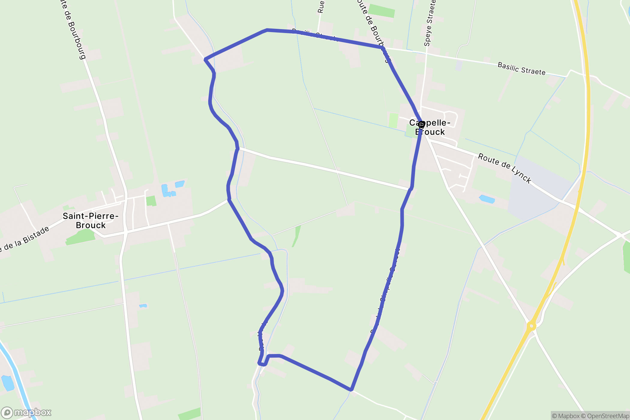 Cappelle-Brouck : carte du parcours de randonnée - France