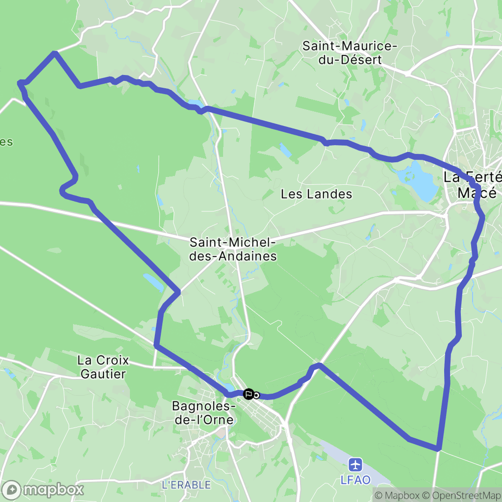Bagnoles de l'Orne : carte du parcours de randonnée - France