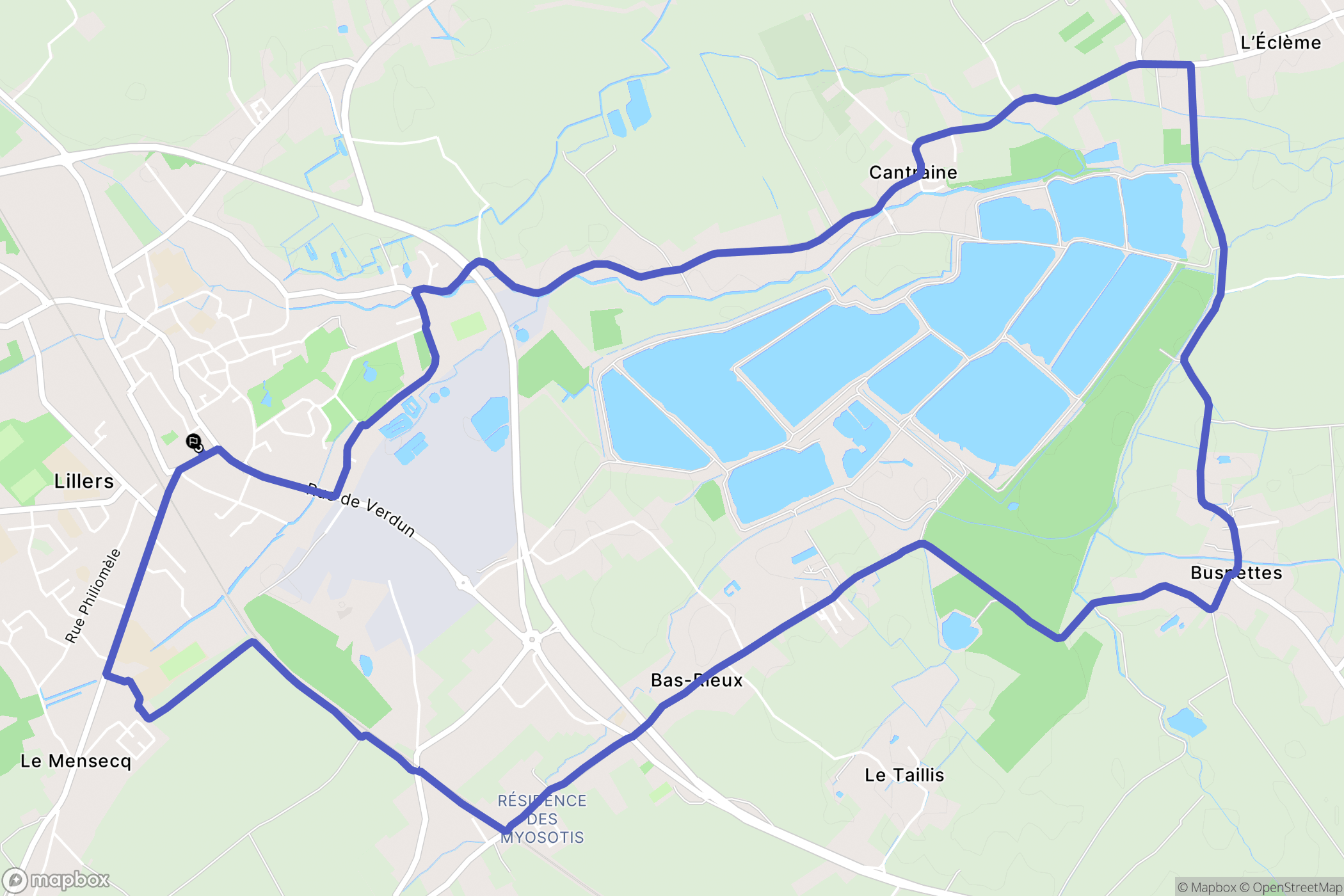 Lillers : carte du parcours de randonnée - France