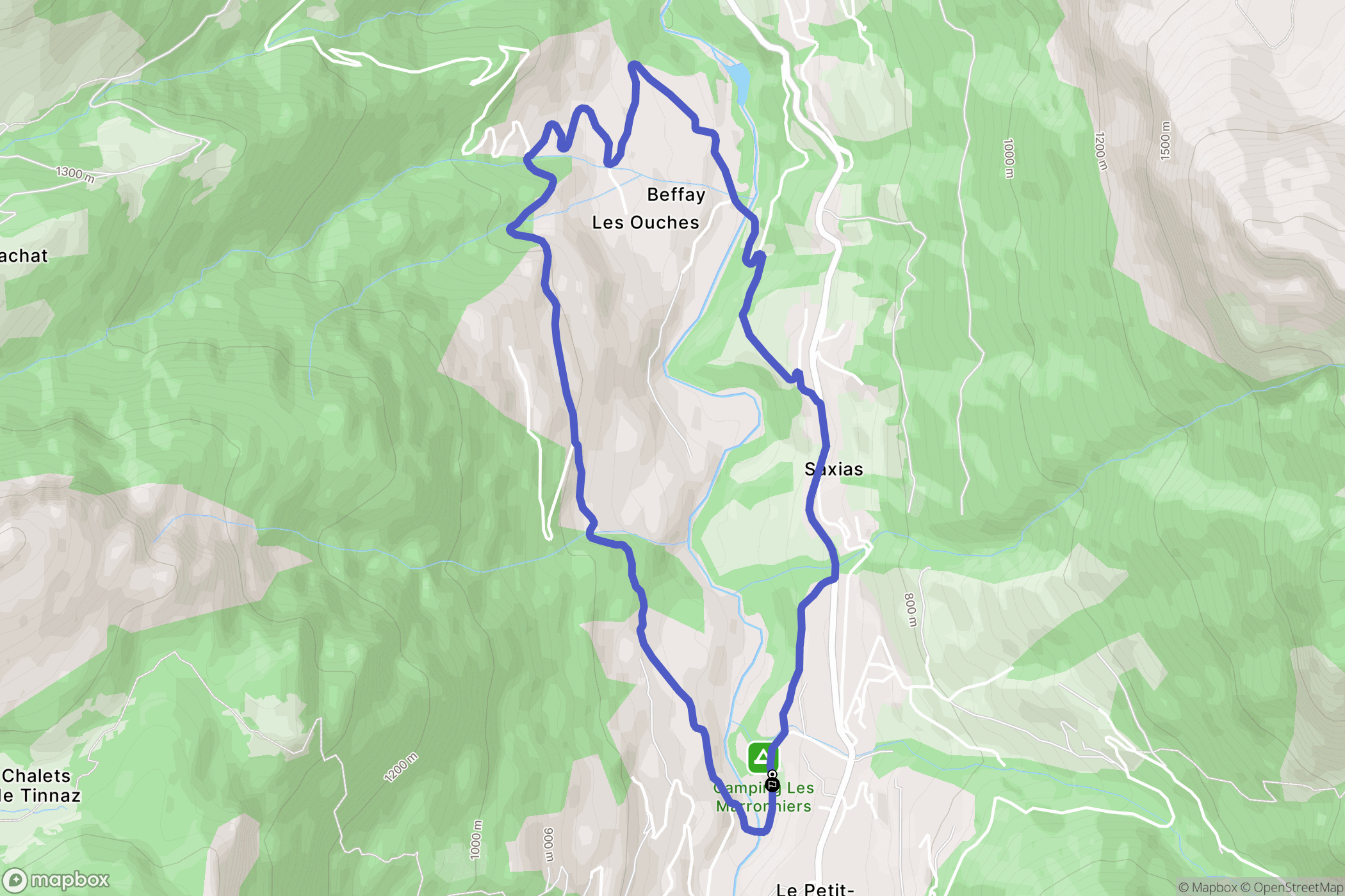 Saxias, Le Petit-Bornand-les-Glières : carte du parcours de randonnée - France