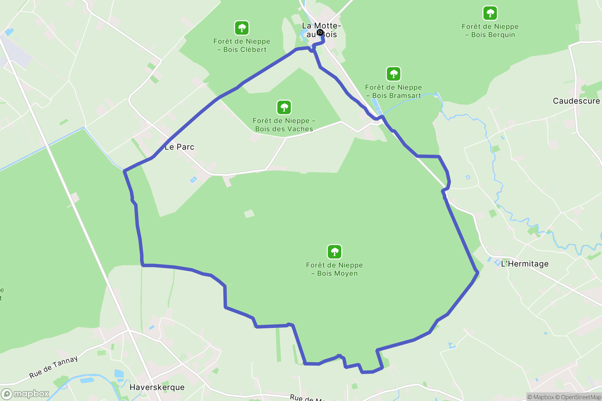 Morbecque : carte du parcours de randonnée - France