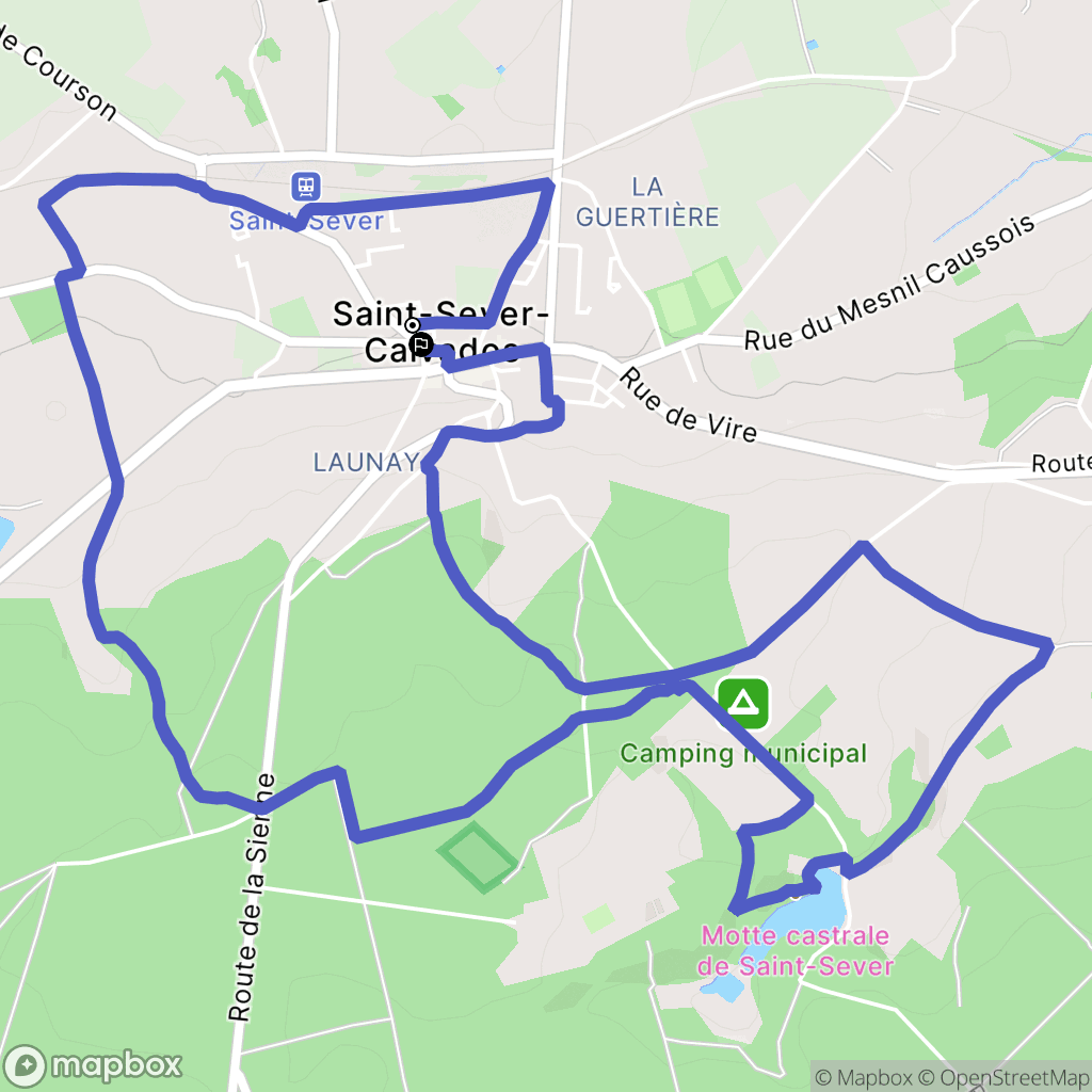 Saint-Sever-Calvados : carte du parcours de randonnée - France