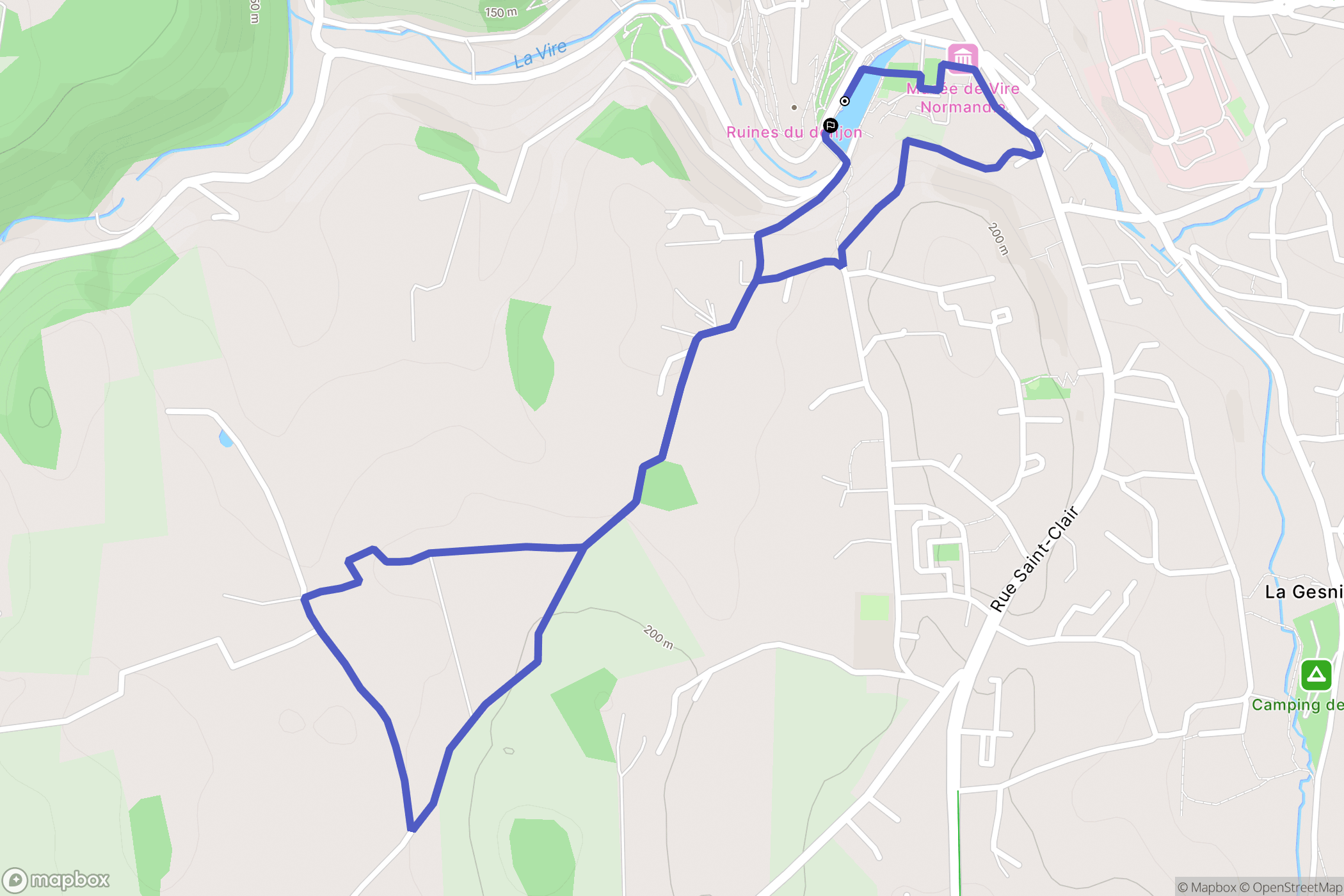 Vire : carte du parcours de randonnée - France