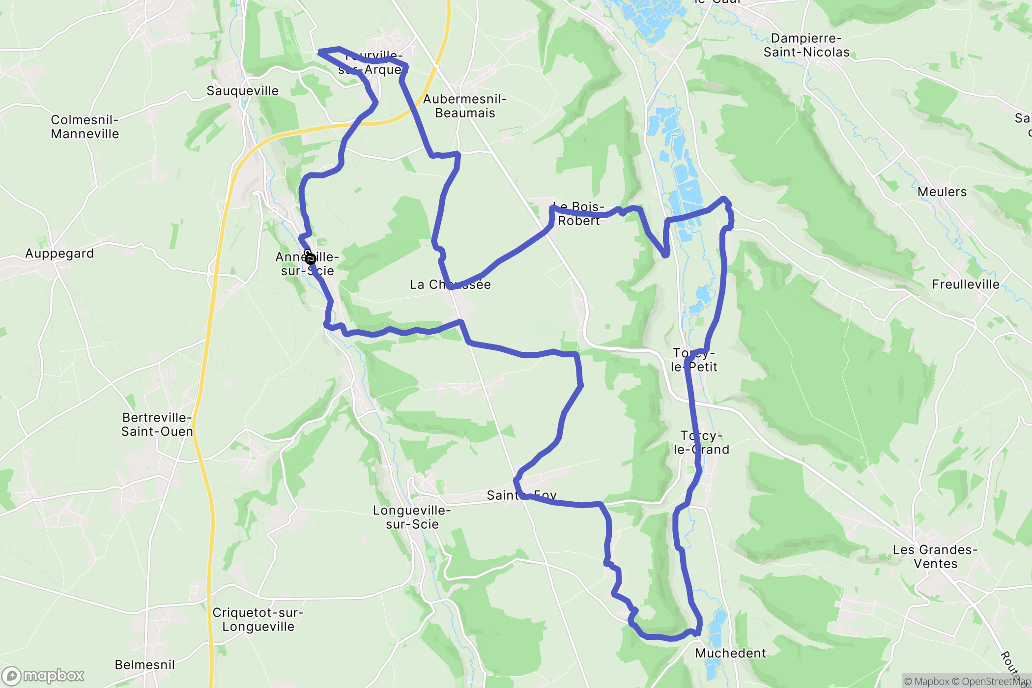 Anneville-sur-Scie : carte du parcours de randonnée - France