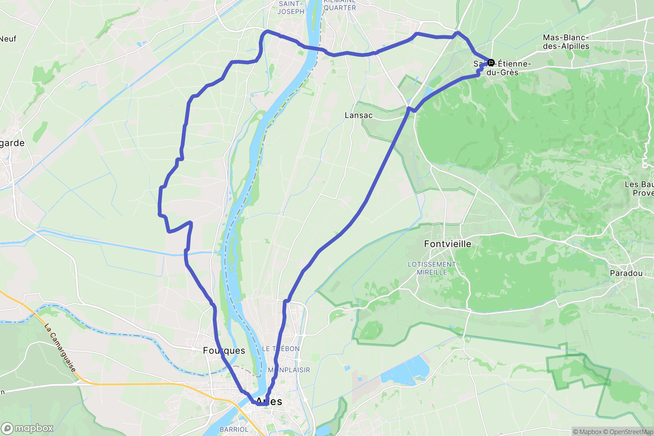 Saint-Étienne-du-Grès : carte du parcours de randonnée - France