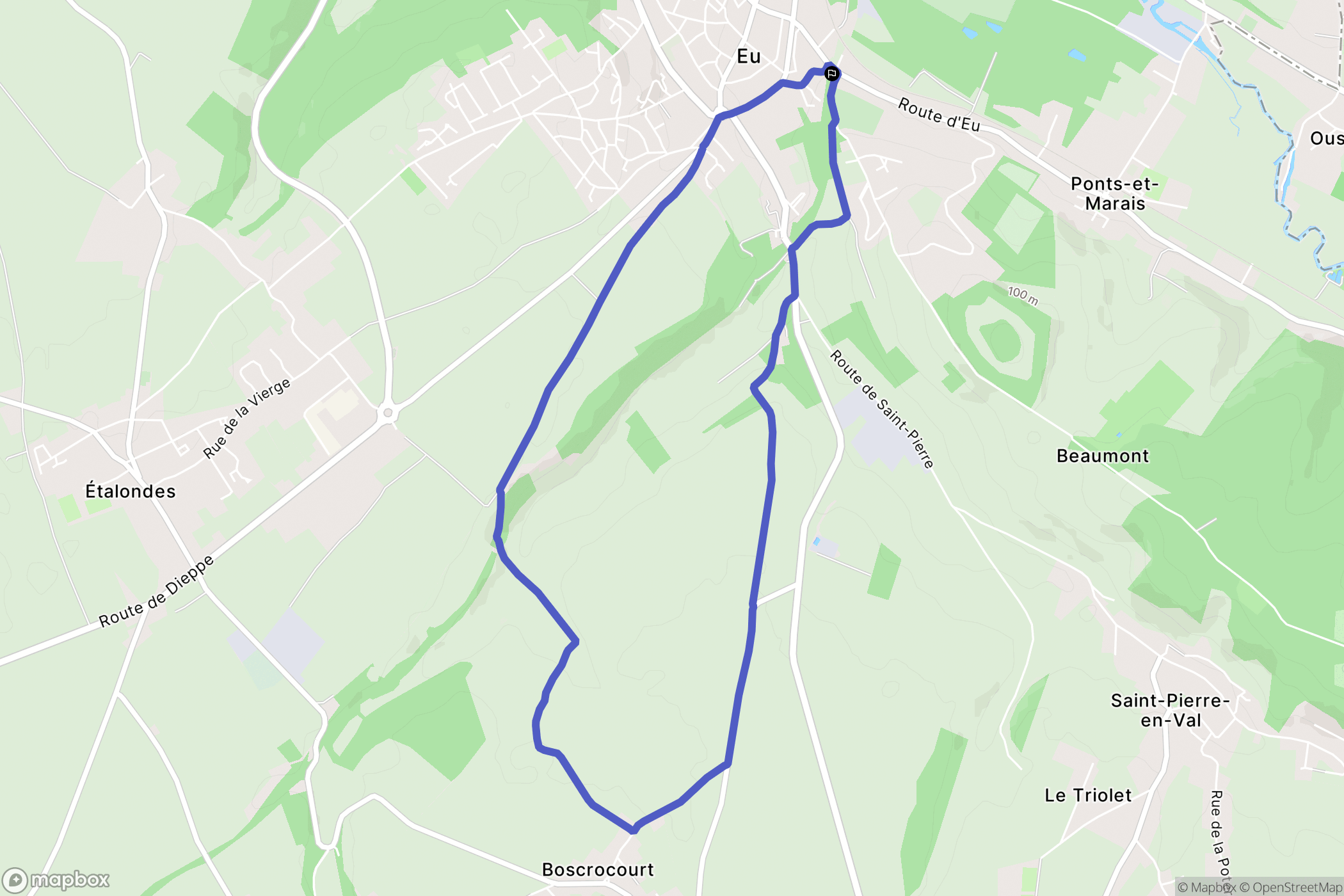 Eu : carte du parcours de randonnée - France