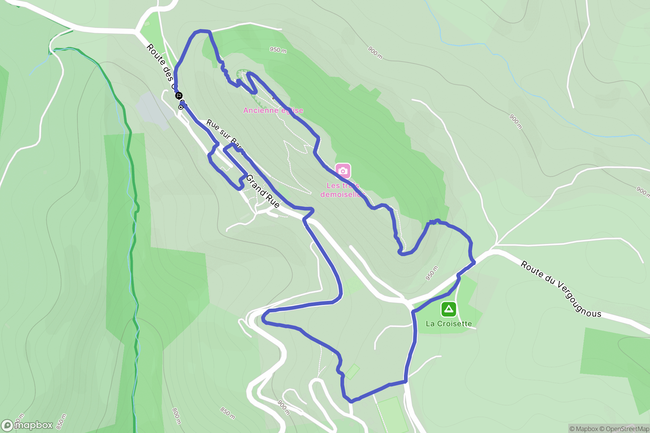 Barre-des-Cévennes : carte du parcours de randonnée - France