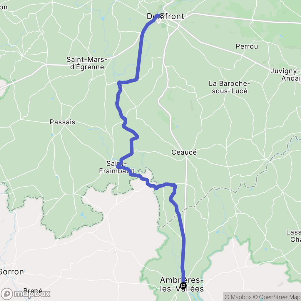 Domfront : carte du parcours de randonnée - France