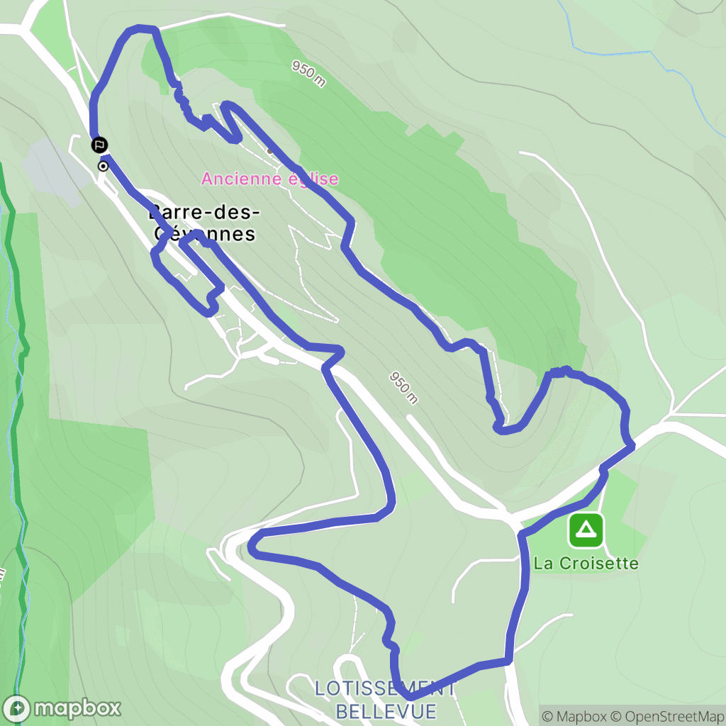 Barre-des-Cévennes : carte du parcours de randonnée - France