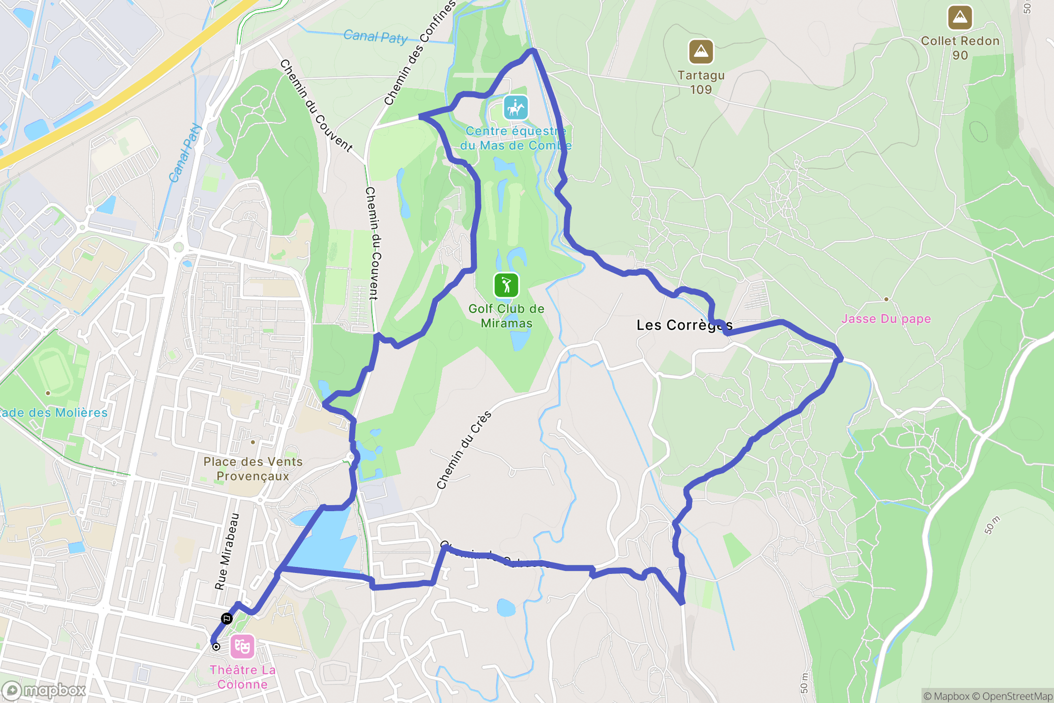 Miramas : carte du parcours de randonnée - France