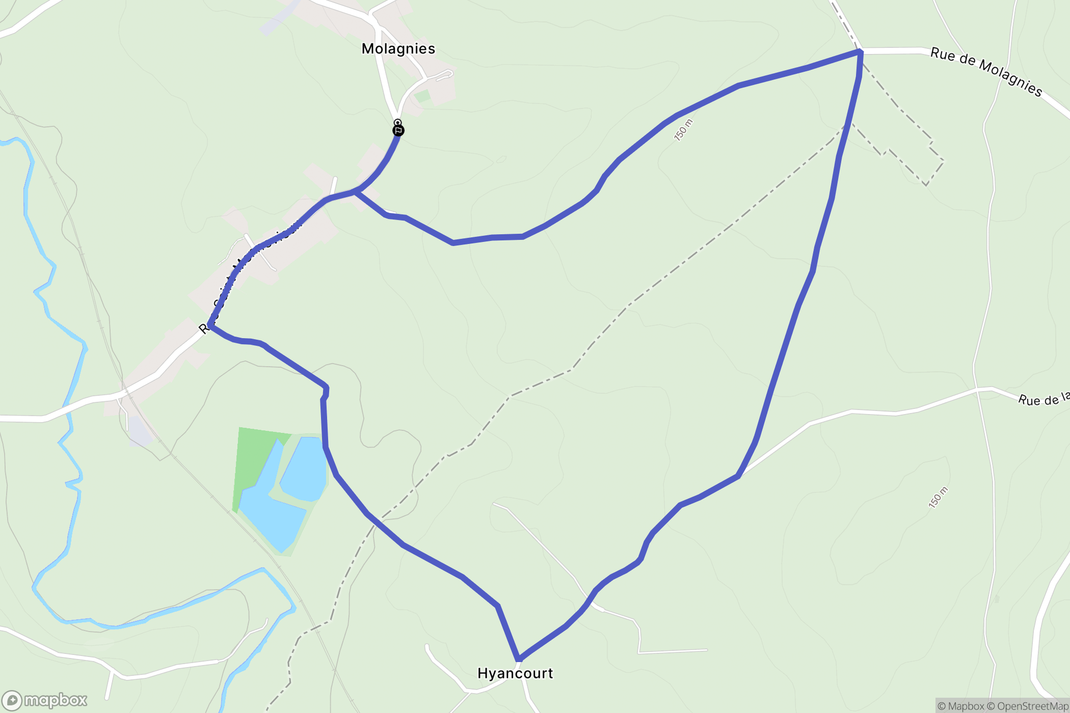 Molagnies : carte du parcours de randonnée - France