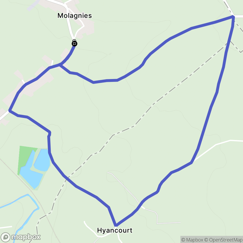 Molagnies : carte du parcours de randonnée - France