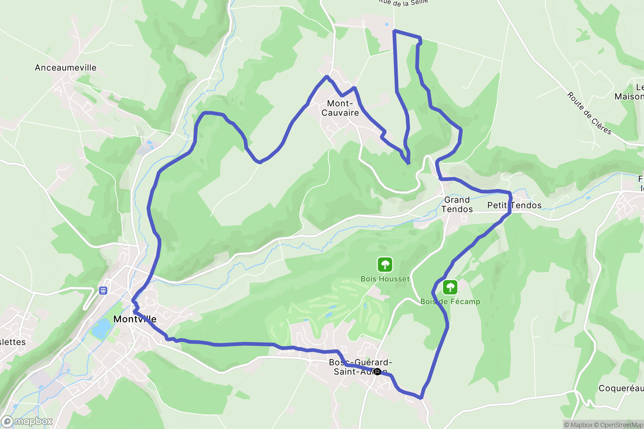 Bosc-Guérard-Saint-Adrien : carte du parcours de randonnée - France