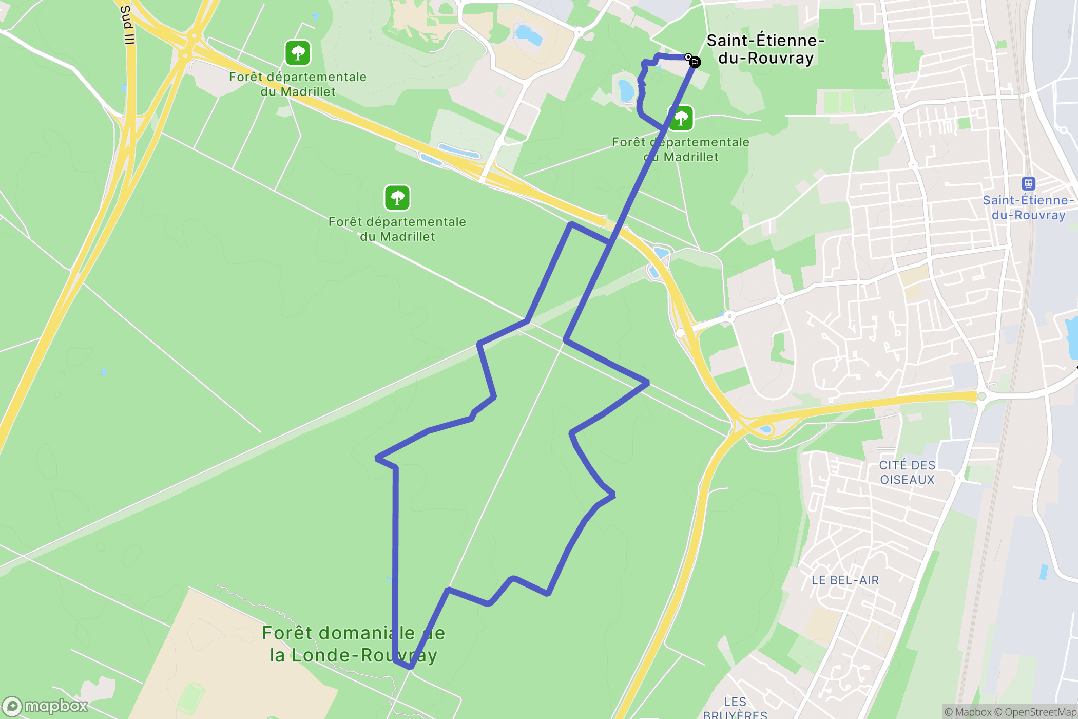 Saint-Etienne-du-Rouvray : carte du parcours de randonnée - France