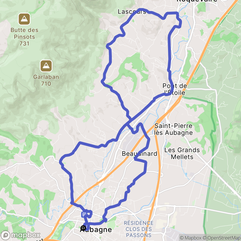 Aubagne : carte du parcours de randonnée - France