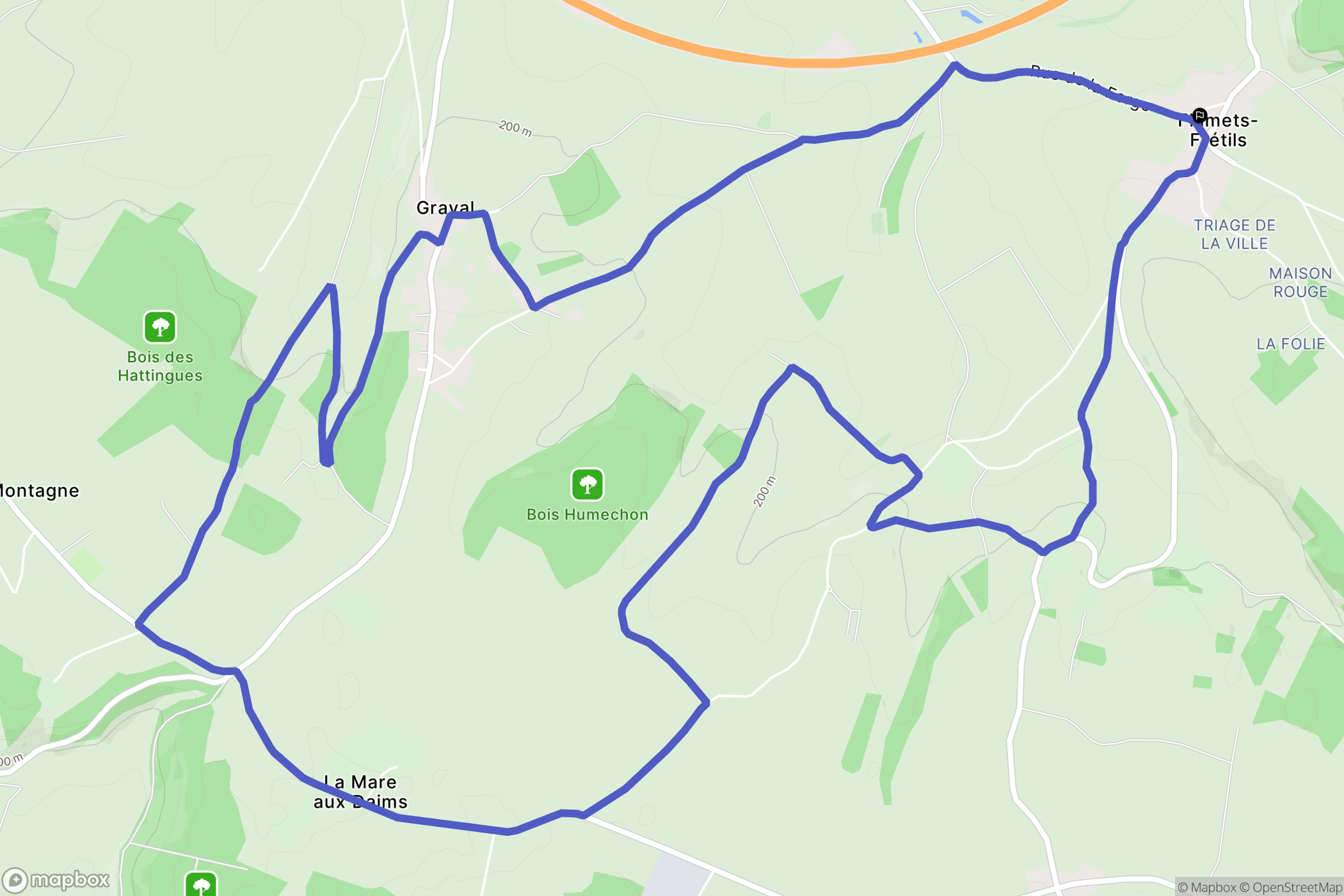 Flamets-Frétils : carte du parcours de randonnée - France