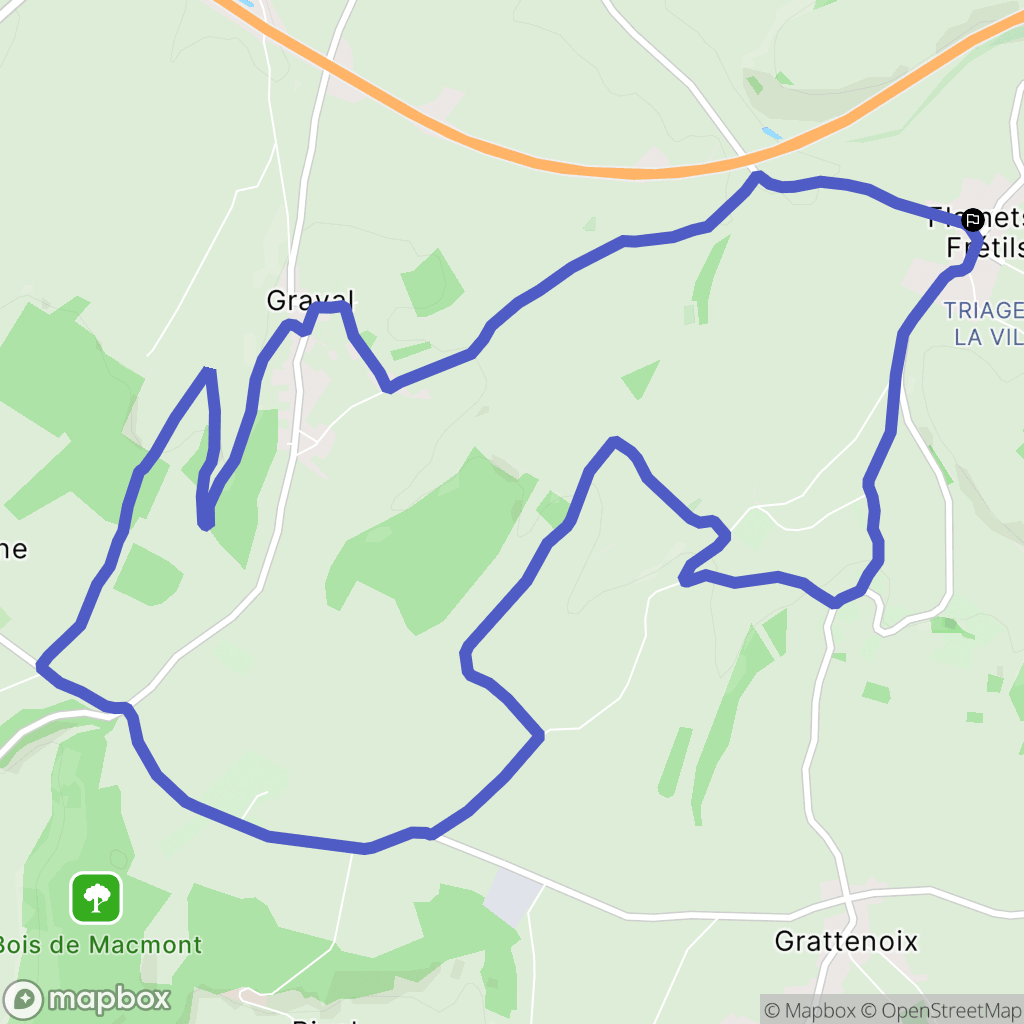 Flamets-Frétils : carte du parcours de randonnée - France