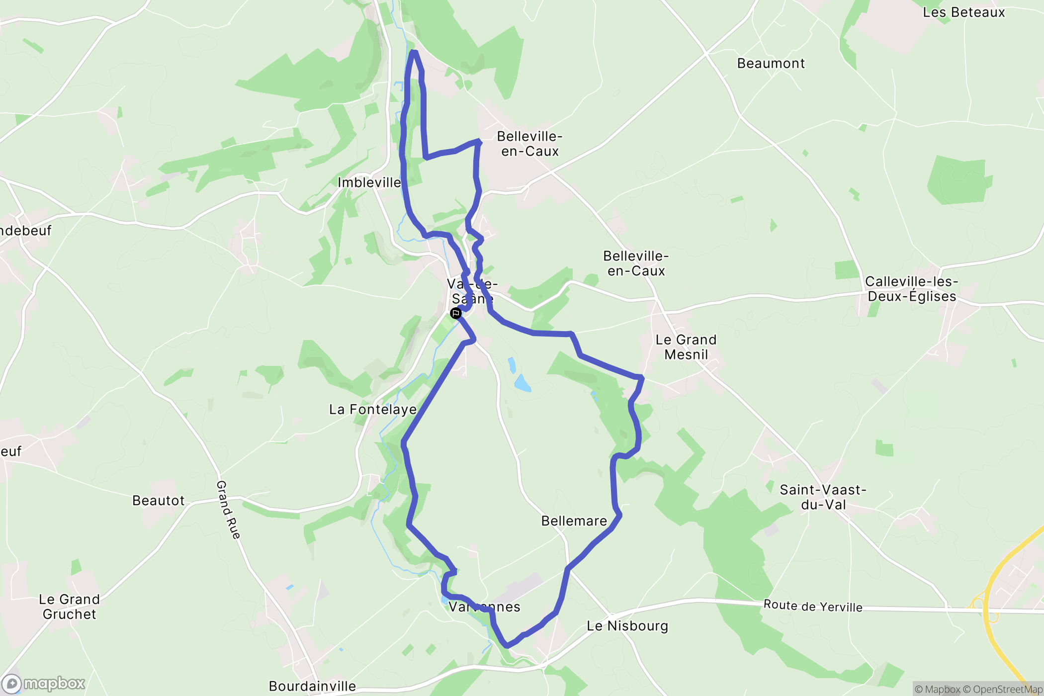 Val-de-Saâne : carte du parcours de randonnée - France