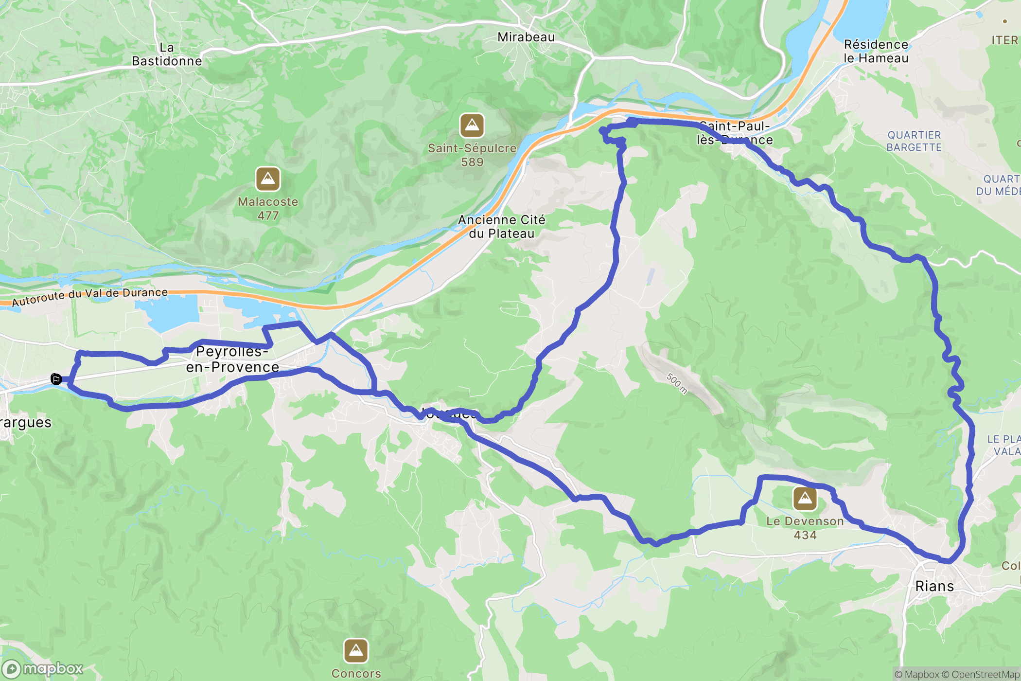 Meyrargues : carte du parcours de randonnée - France