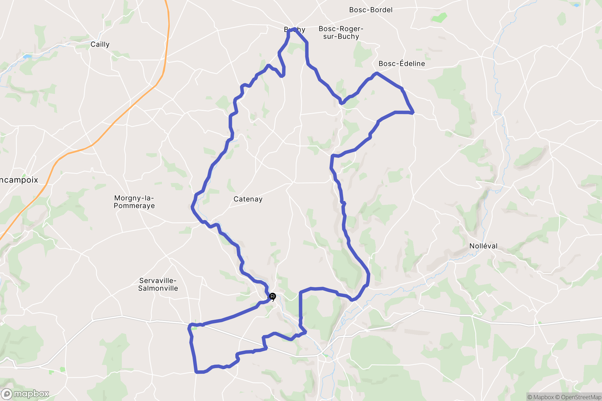 Ry : carte du parcours de randonnée - France