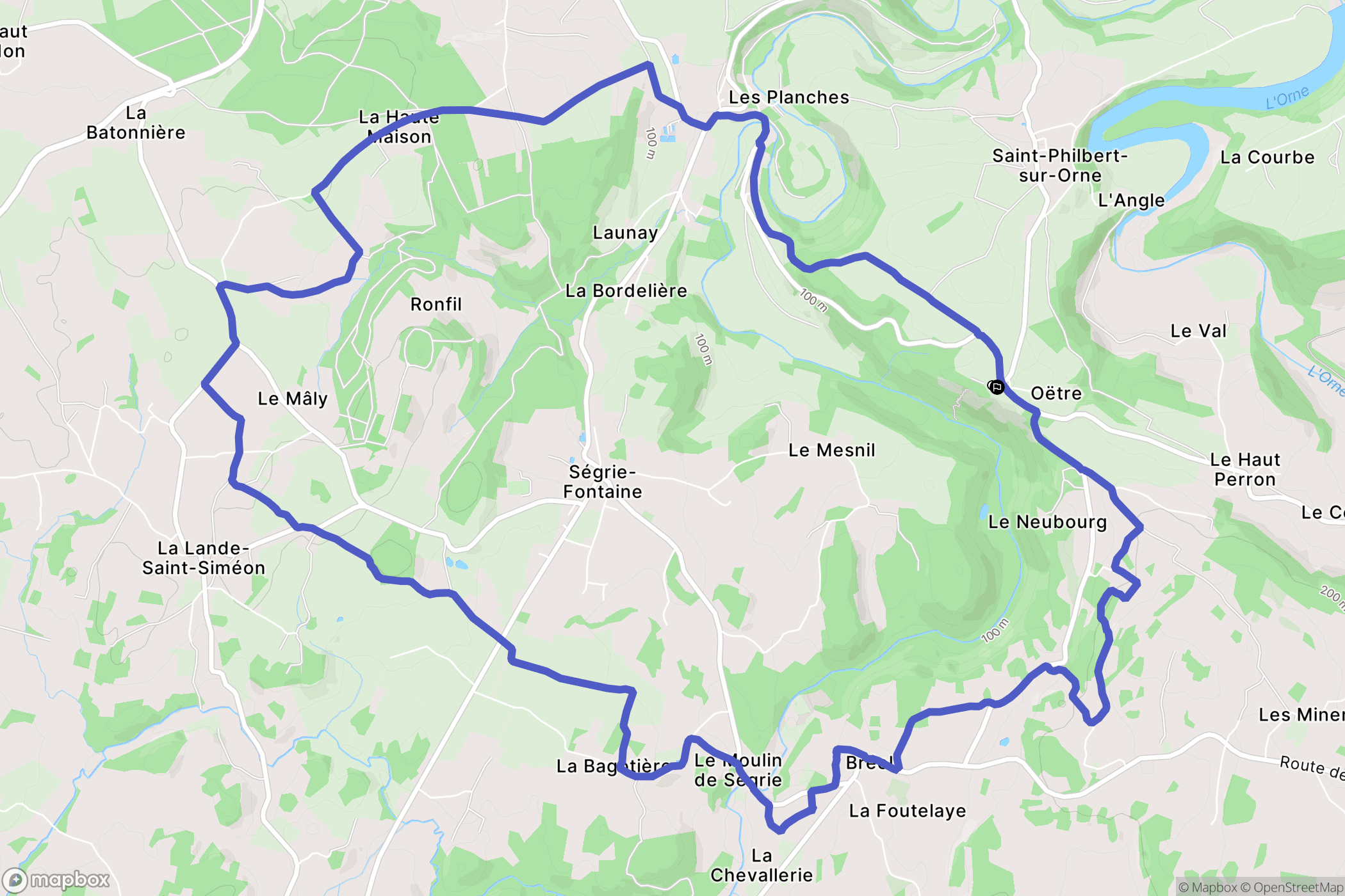 Saint-Philbert-sur-Orne : carte du parcours de randonnée - France