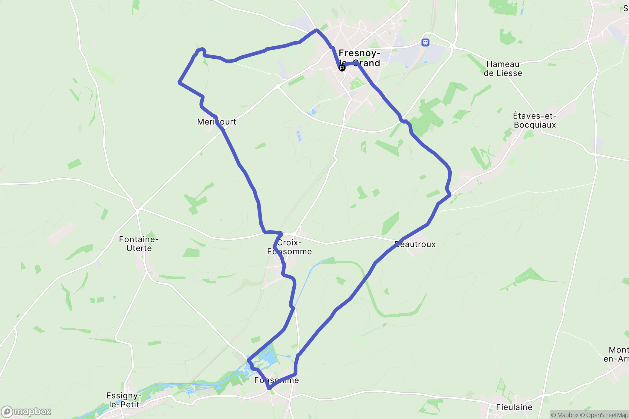 Fresnoy-le-Grand : carte du parcours de randonnée - France