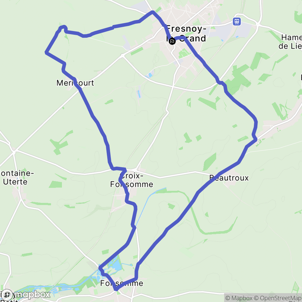 Fresnoy-le-Grand : carte du parcours de randonnée - France