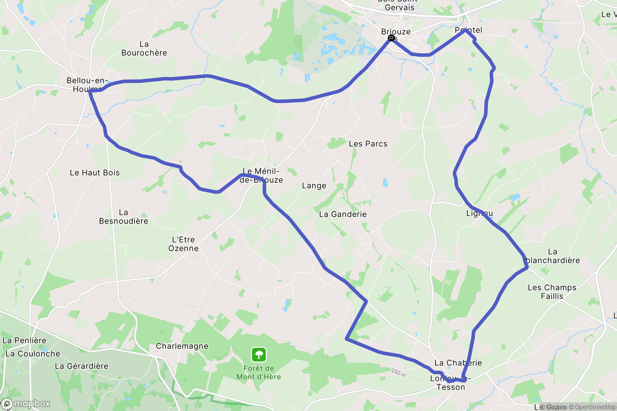 Briouze : carte du parcours de randonnée - France