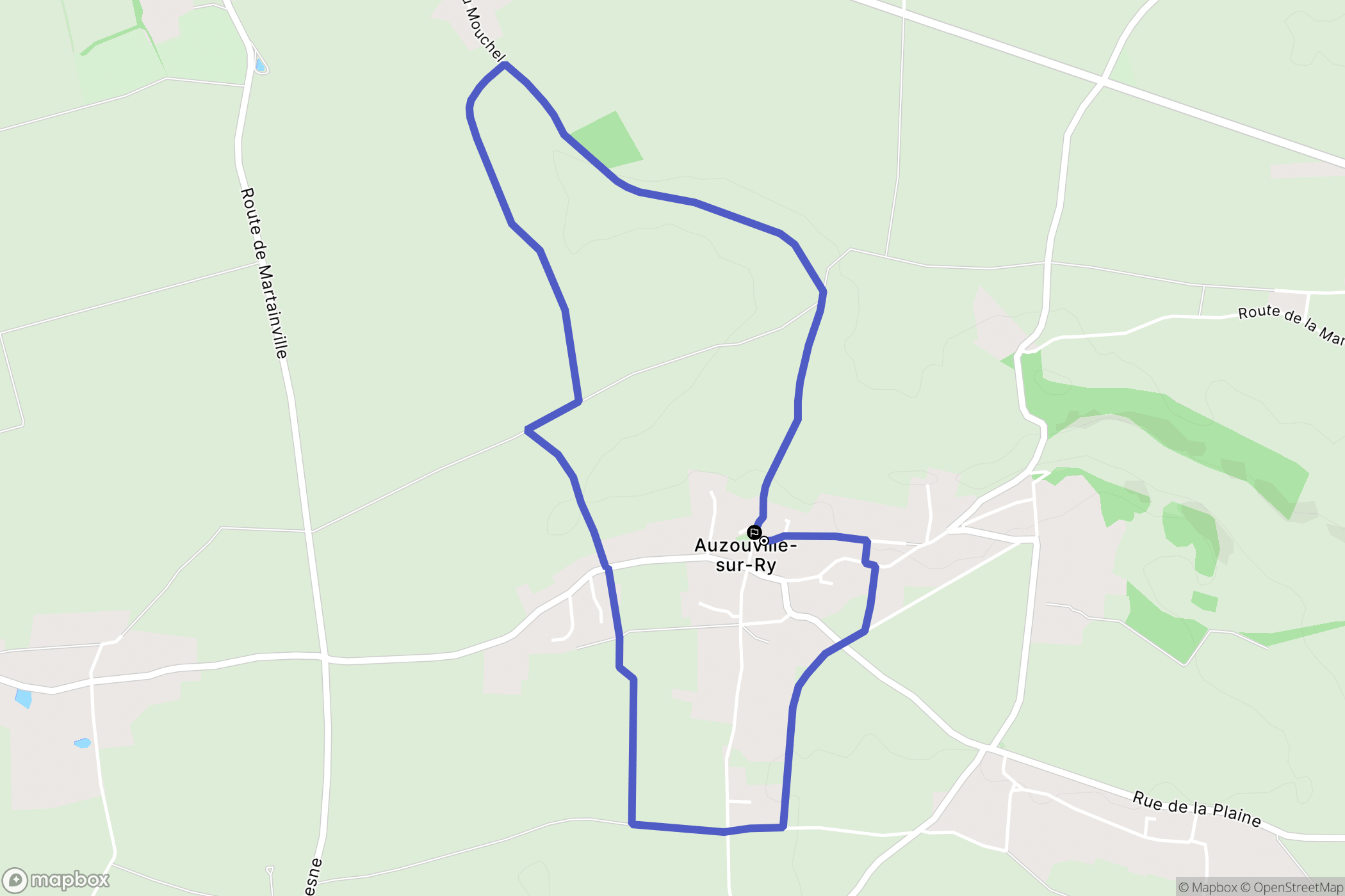Auzouville-sur-Ry : carte du parcours de randonnée - France